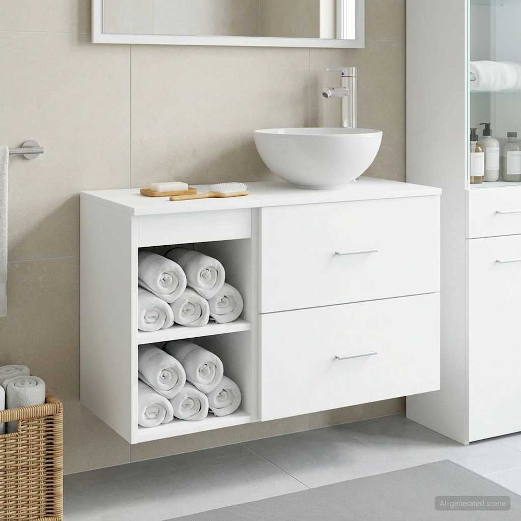 vidaXL Badkamermeubel Set 2 pcs Wit Bewerkt hout