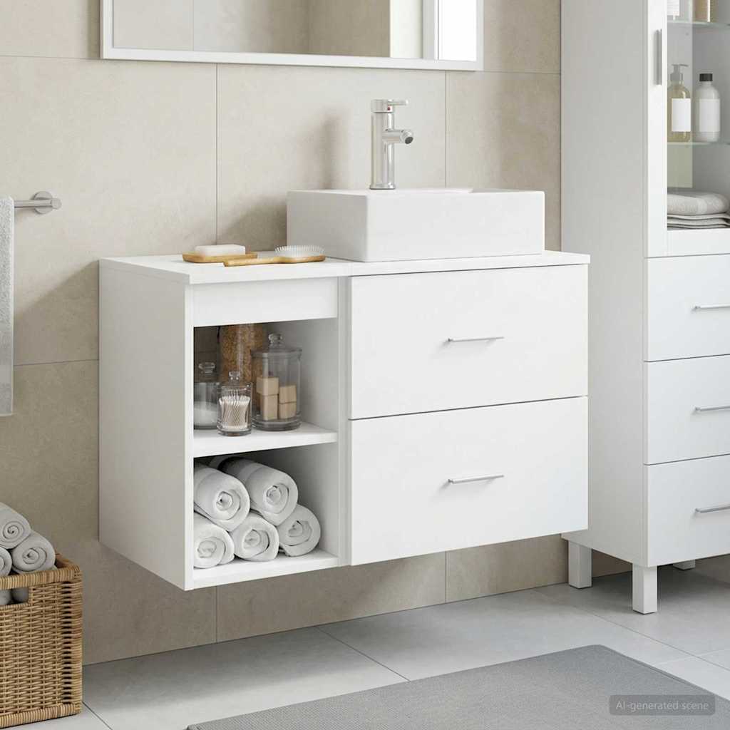 vidaXL Badkamermeubel Set 2 pcs Wit Bewerkt hout