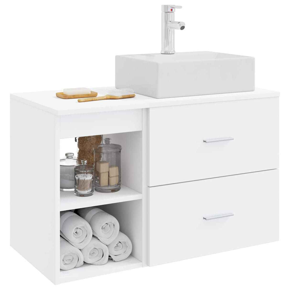 vidaXL Badkamermeubel Set 2 pcs Wit Bewerkt hout