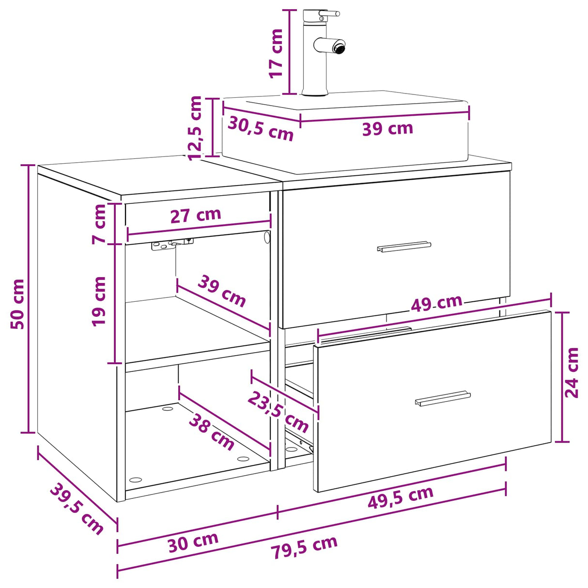 vidaXL Badkamermeubel Set 2 pcs Wit Bewerkt hout