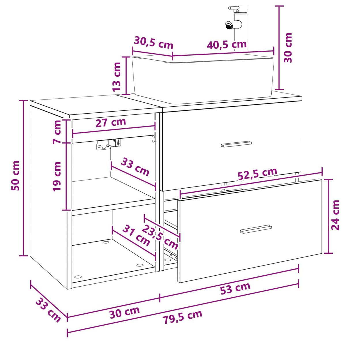 vidaXL Badkamermeubel Set 2 pcs Wit Bewerkt hout