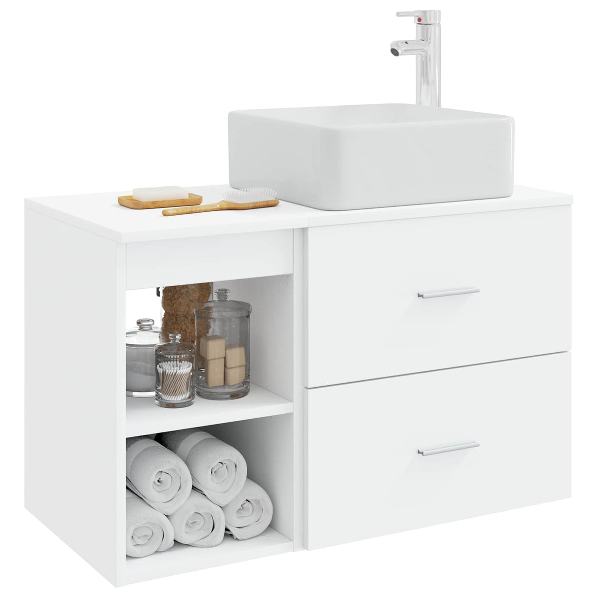 vidaXL Badkamermeubel Set 2 pcs Wit Bewerkt hout