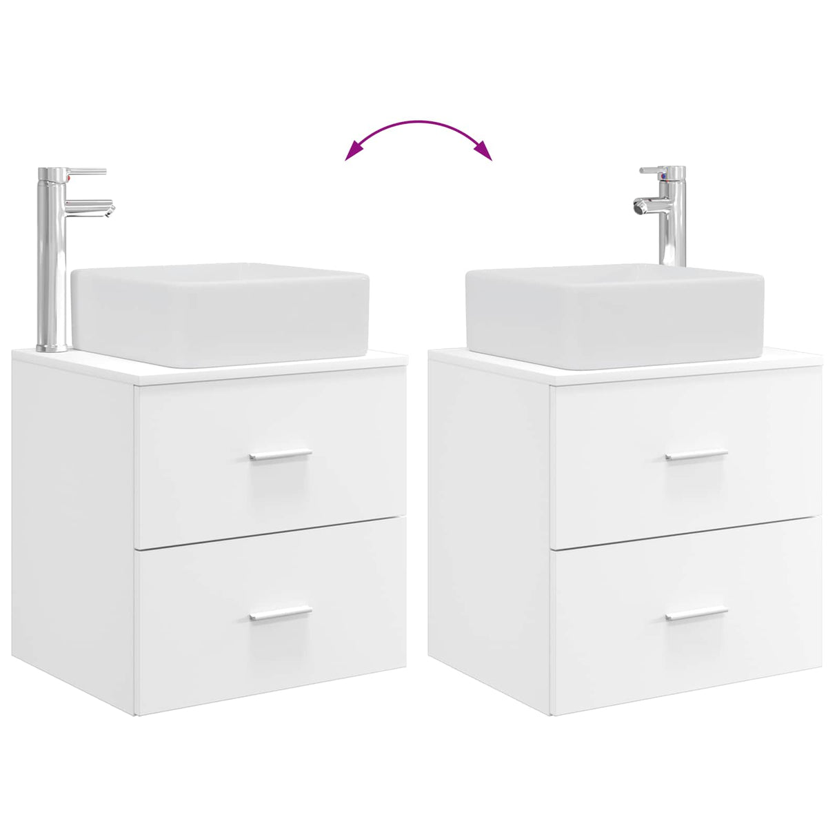 vidaXL Badkamermeubel Set 2 pcs Wit Bewerkt hout