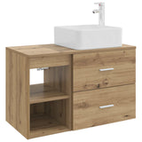vidaXL Badkamermeubel Set 2 pcs Wit Bewerkt hout