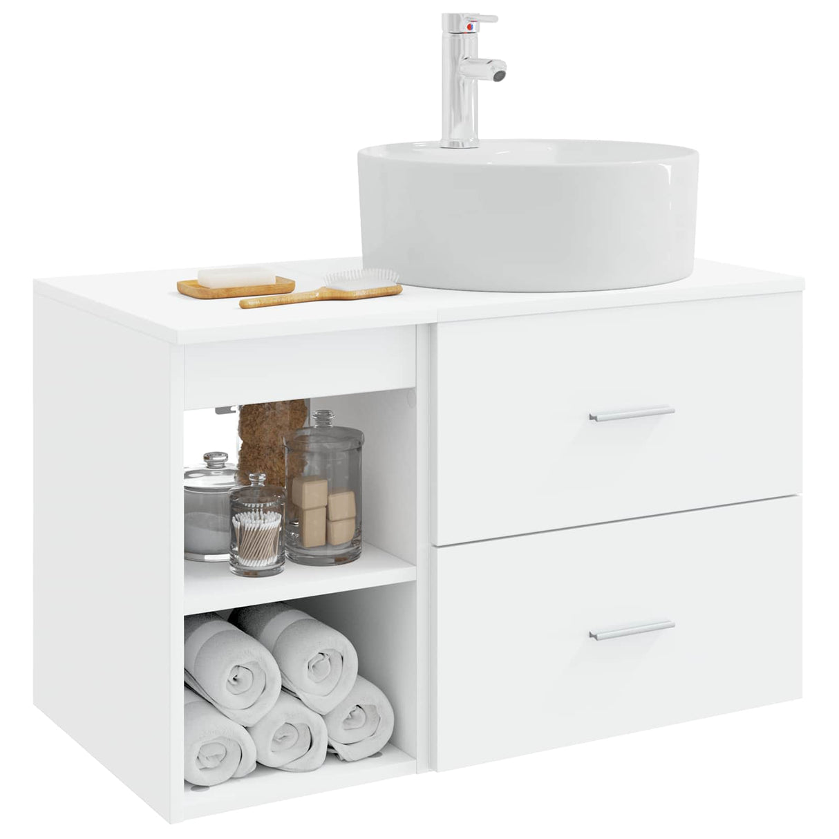vidaXL Badkamermeubel Set 2 pcs Wit Bewerkt hout