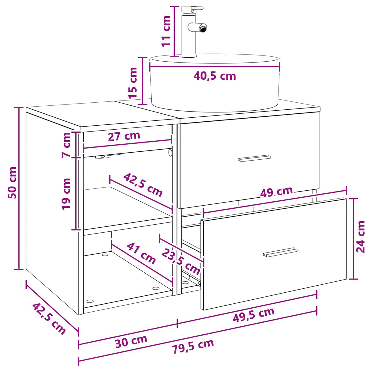 vidaXL Badkamermeubel Set 2 pcs Wit Bewerkt hout