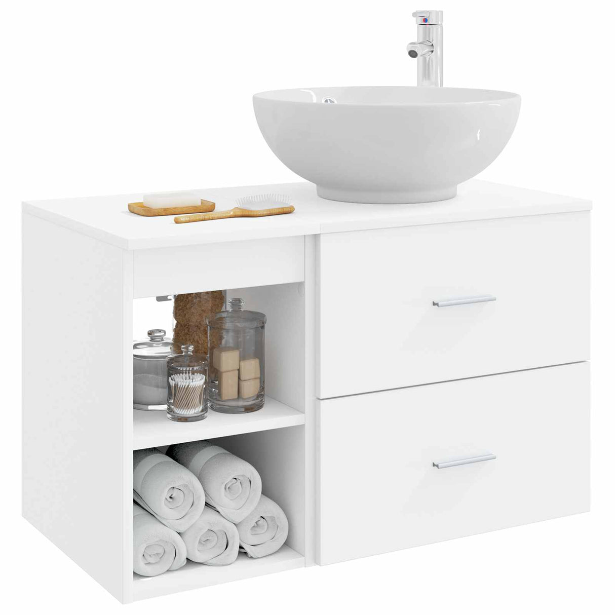 vidaXL Badkamermeubel Set 2 pcs Wit Bewerkt hout