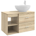 vidaXL Badkamermeubel Set 2 pcs Wit Bewerkt hout