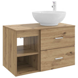 vidaXL Badkamermeubel Set 2 pcs Wit Bewerkt hout