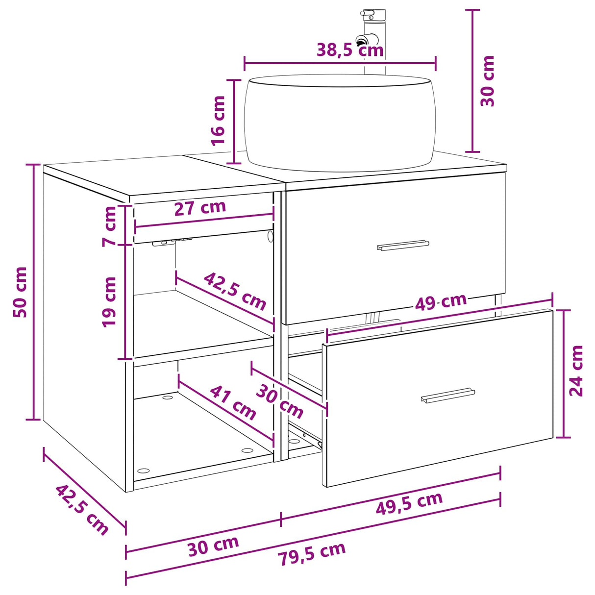 vidaXL Badkamermeubel Set 2 pcs Wit Bewerkt hout