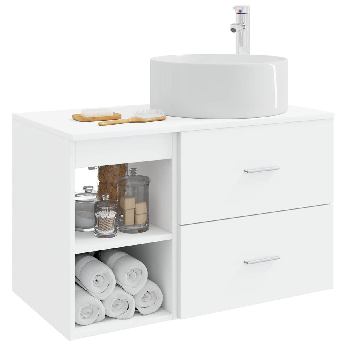 vidaXL Badkamermeubel Set 2 pcs Wit Bewerkt hout