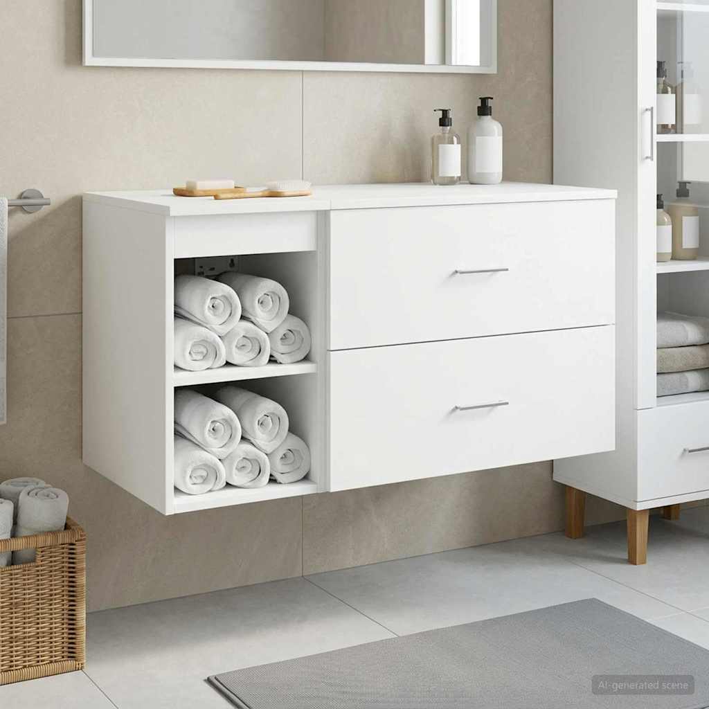 vidaXL Badkamermeubel Set 2 pcs Wit Bewerkt hout