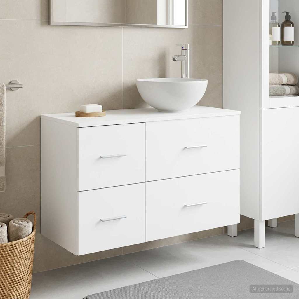 vidaXL Badkamermeubel Set 2 pcs Wit Bewerkt hout