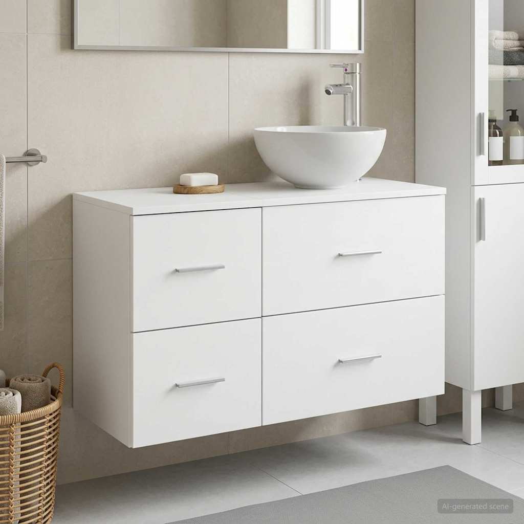 vidaXL Badkamermeubel Set 2 pcs Wit Bewerkt hout