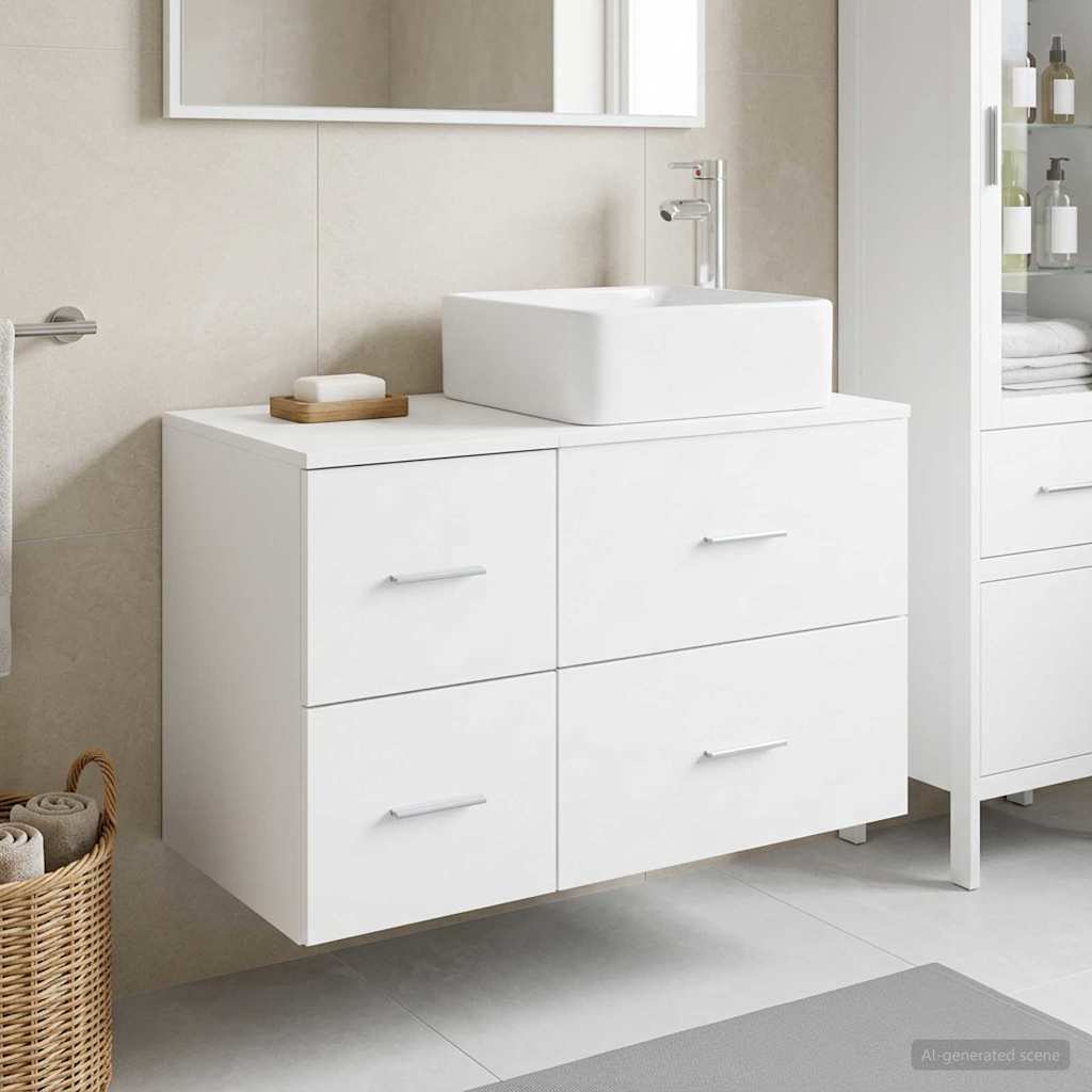 vidaXL Badkamermeubel Set 2 pcs Wit Bewerkt hout