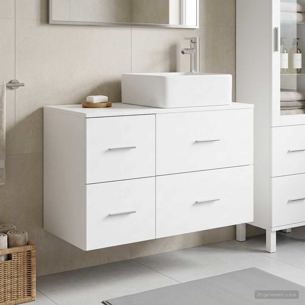 vidaXL Badkamermeubel Set 2 st Wit Bewerkt hout