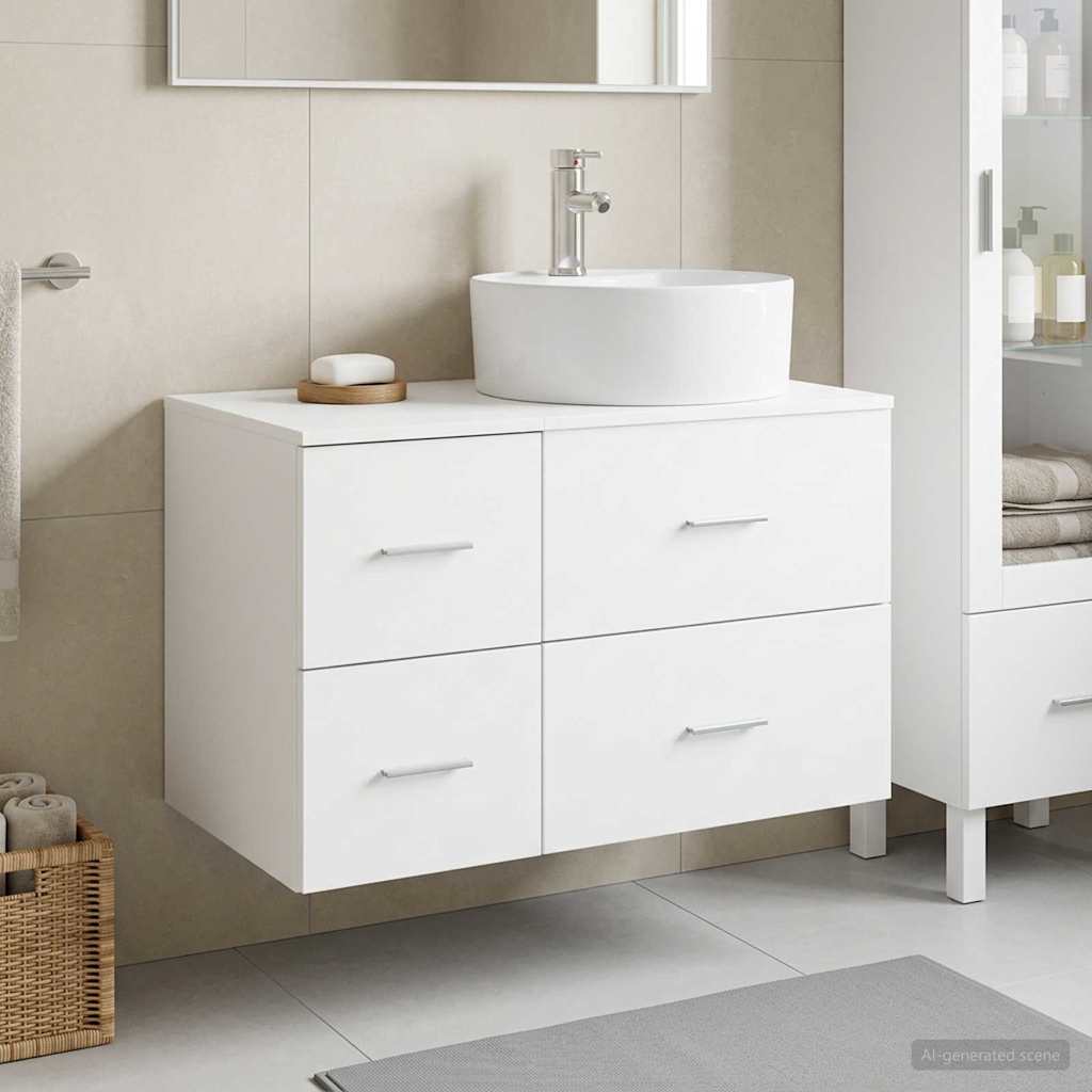 vidaXL Badkamermeubel Set 2 st Wit Bewerkt hout