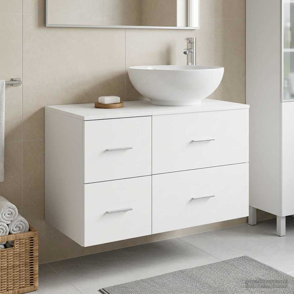 vidaXL Badkamermeubel Set 2 st Wit Bewerkt hout