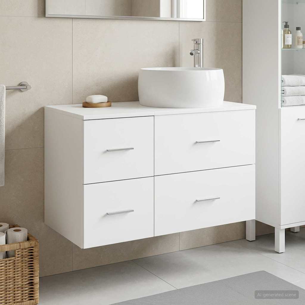 vidaXL Badkamermeubel Set 2 st Wit Bewerkt hout
