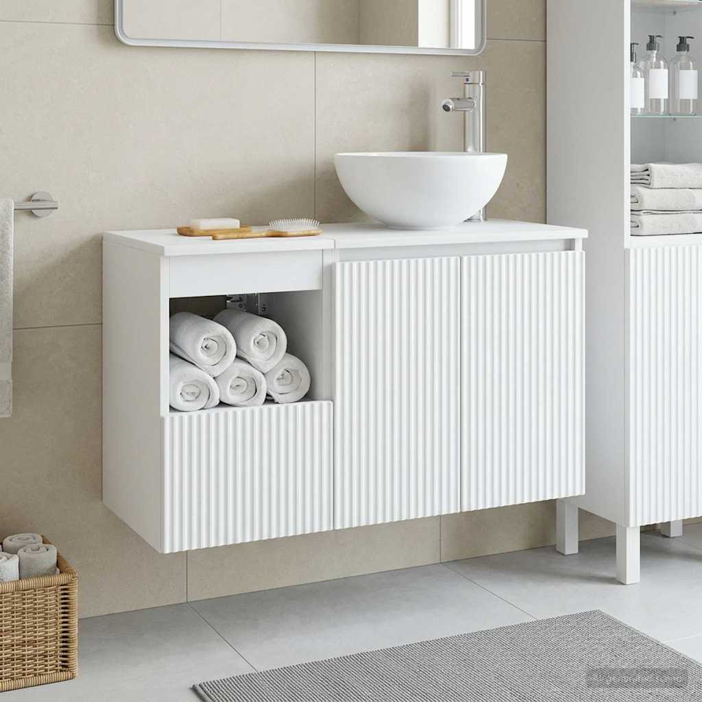 vidaXL Badkamermeubel Set 2 st Wit Bewerkt hout