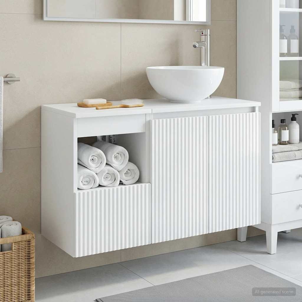 vidaXL Badkamermeubel Set 2 st Wit Bewerkt hout