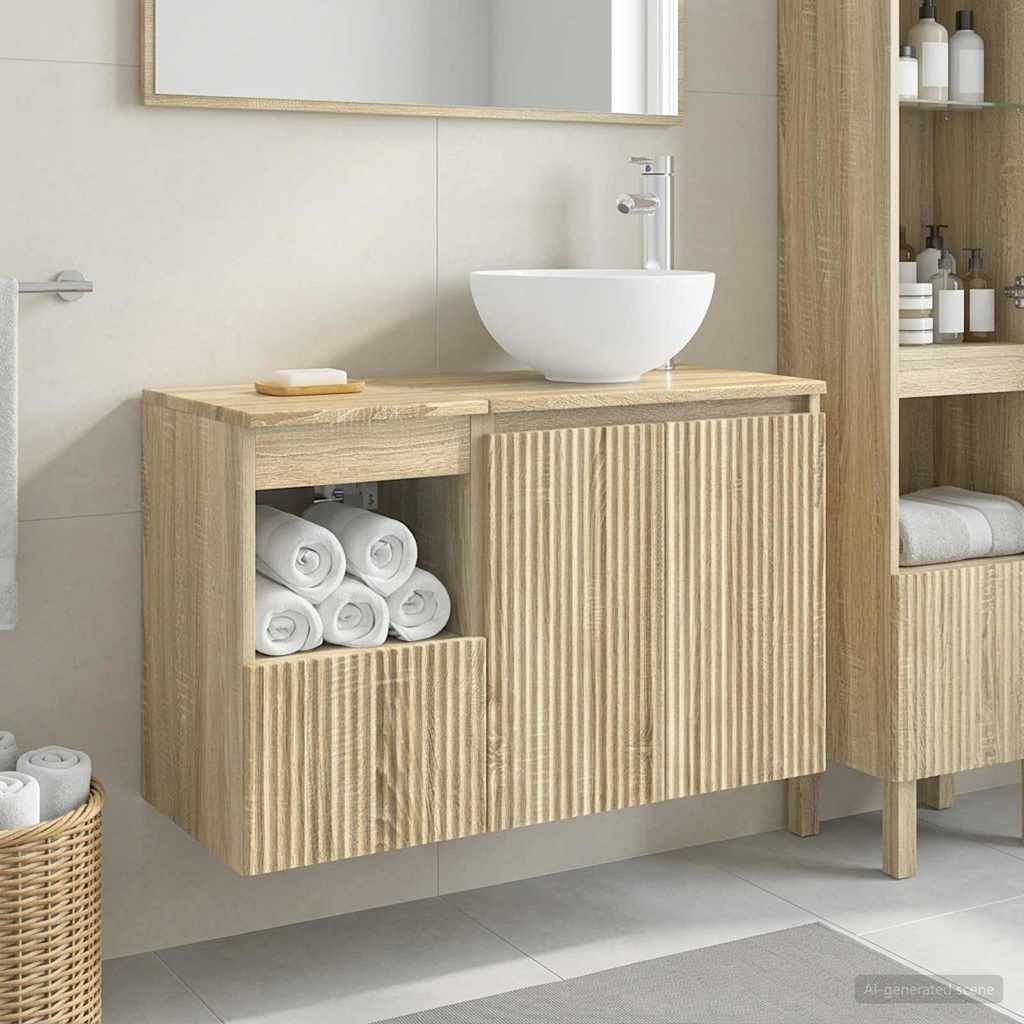 vidaXL Badkamermeubel Set 2 st Wit Bewerkt hout