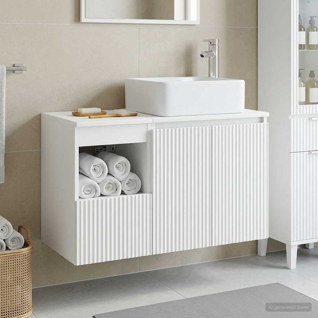 vidaXL Badkamermeubel Set 2 st Wit Bewerkt hout
