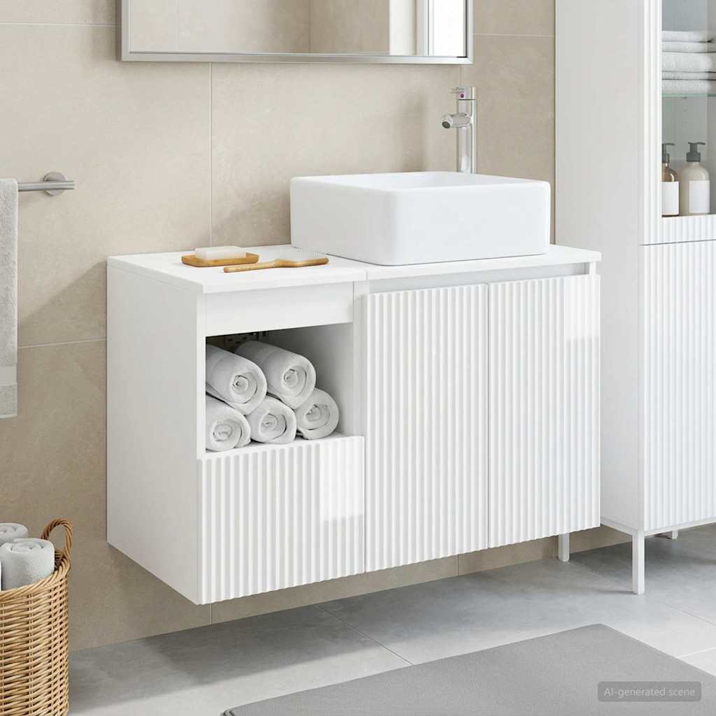 vidaXL Badkamermeubel Set 2 st Wit Bewerkt hout