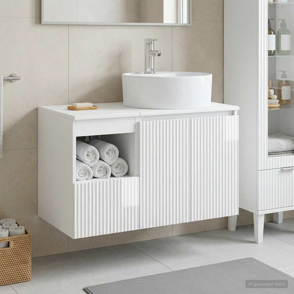 vidaXL Badkamermeubel Set 2 st Wit Bewerkt hout