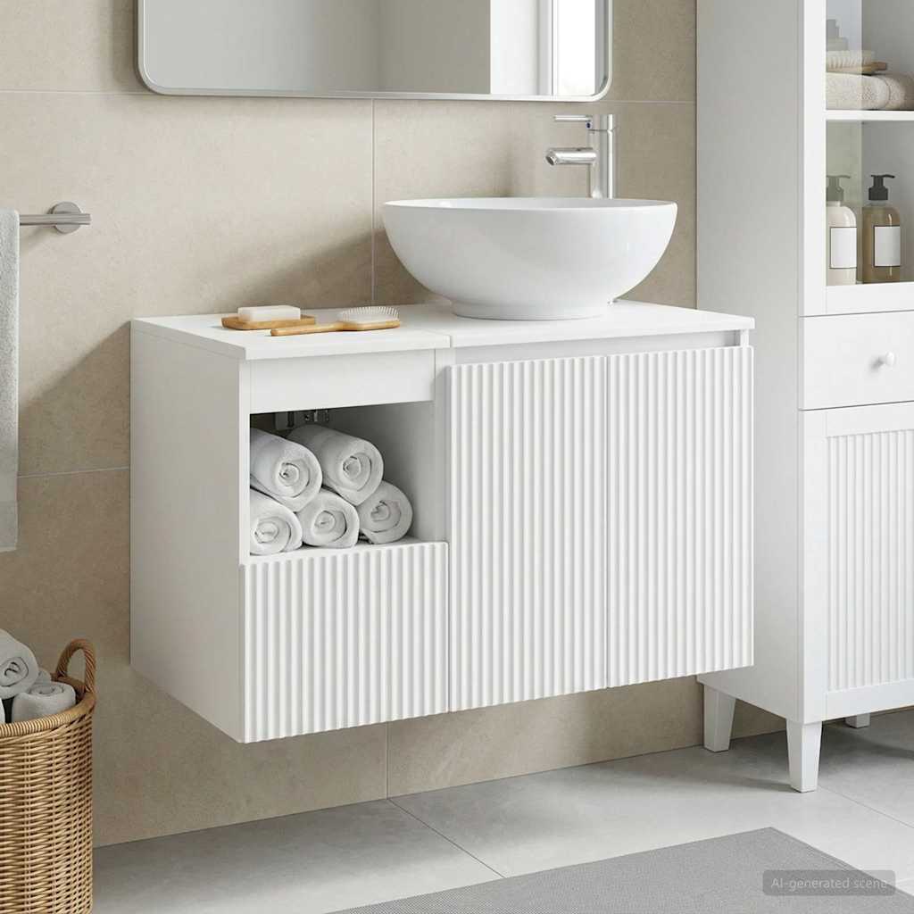 vidaXL Badkamermeubel Set 2 st Wit Bewerkt hout