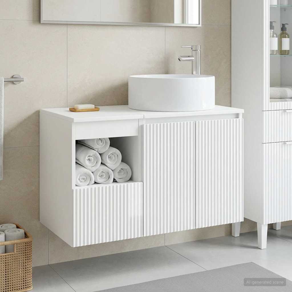 vidaXL Badkamermeubel Set 2 st Wit Bewerkt hout