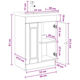 vidaXL Badkamermeubel Set Wit 56 x 37,5 x 81 cm Bewerkt hout