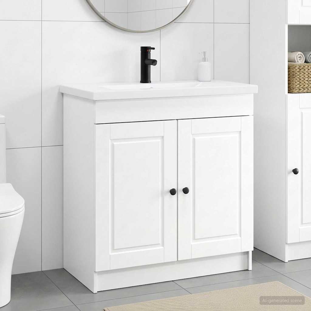 vidaXL Badkamermeubel Set Wit 56 x 37,5 x 81 cm Bewerkt hout