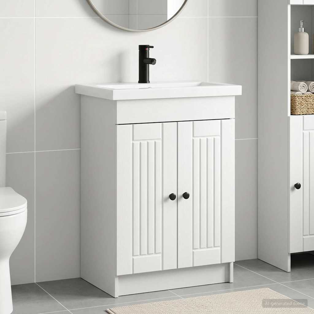 vidaXL Badkamermeubel Set Wit 56 x 37,5 x 81 cm Bewerkt hout