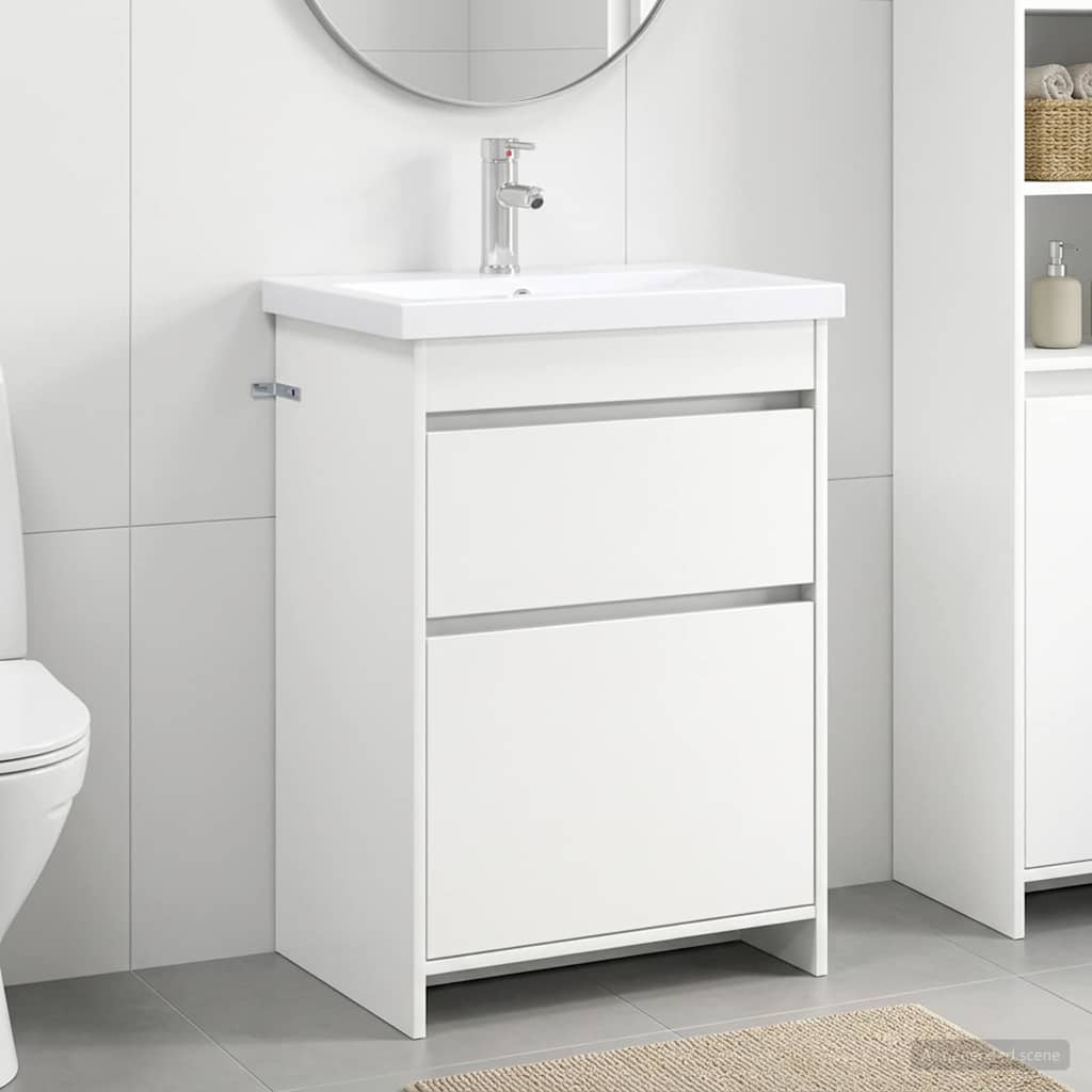 vidaXL Badkamermeubel Set Wit 61 x 40 x 84,5 cm Bewerkt hout