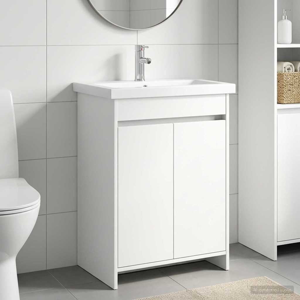vidaXL Badkamermeubel Set Wit 61 x 40 x 84,5 cm Bewerkt hout