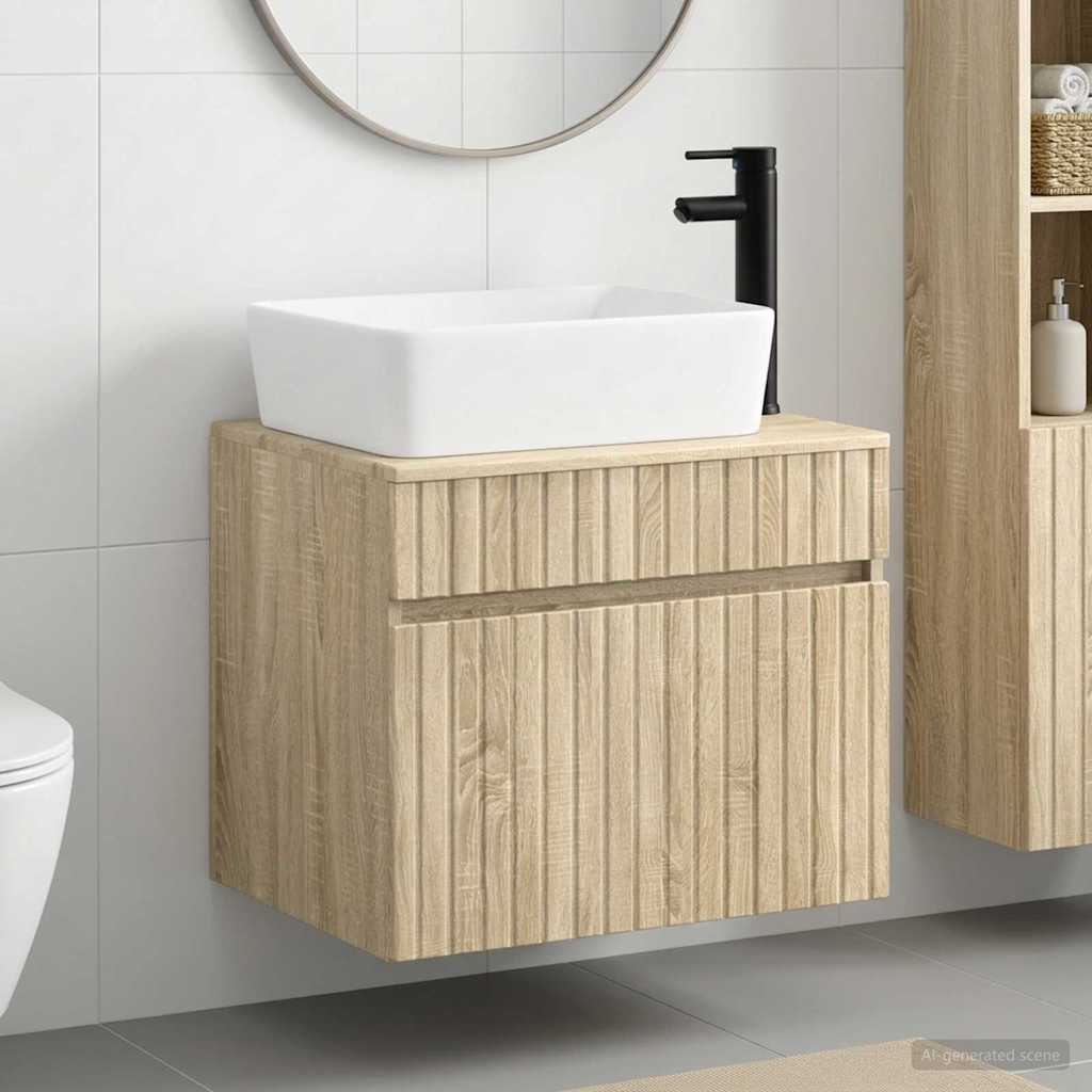 vidaXL Badkamermeubel Set Wit Bewerkt hout