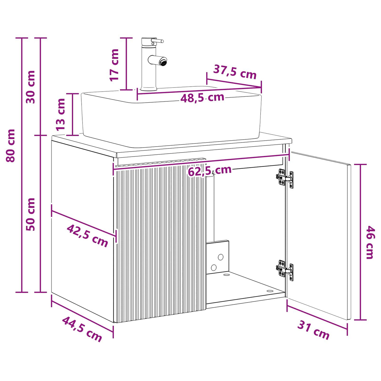vidaXL Badkamermeubel Set Wit Bewerkt hout