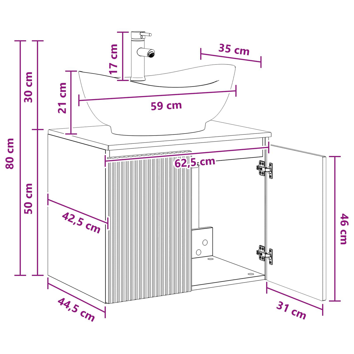 vidaXL Badkamermeubel Set Wit Bewerkt hout