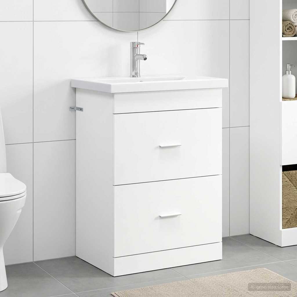 vidaXL Badkamermeubel Set Wit 61 x 40 x 84,5 cm Bewerkt hout
