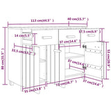 vidaXL Dressoir HAMAR 113x40x80 cm massief grenenhout honingbruin