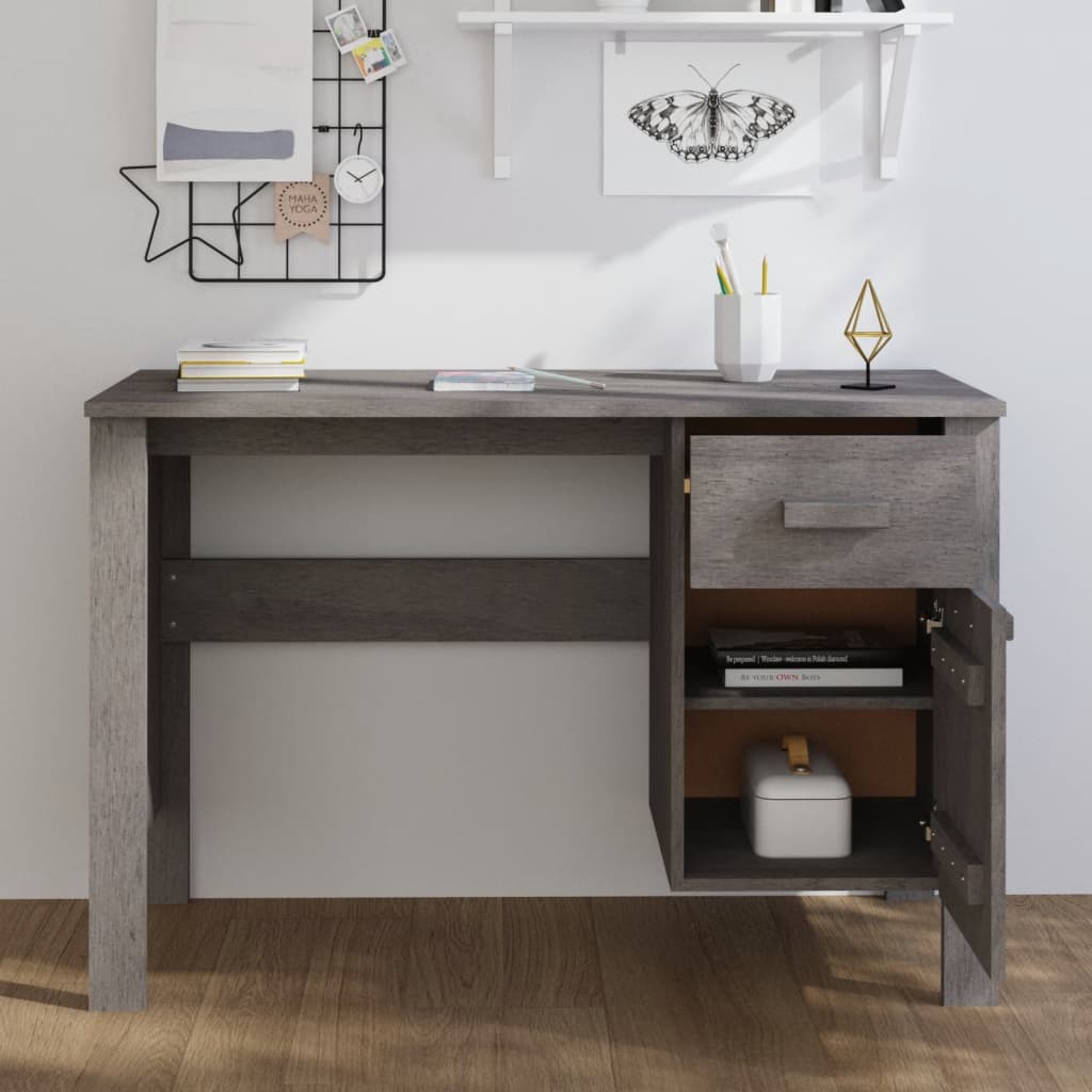 vidaXL Bureau HAMAR 113x50x75 cm massief grenenhout honingbruin