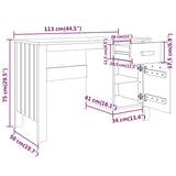 vidaXL Bureau HAMAR 113x50x75 cm massief grenenhout honingbruin