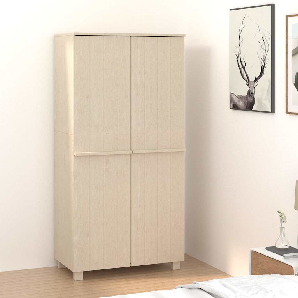 vidaXL Kledingkast HAMAR 89x50x180 cm massief grenenhout honingbruin