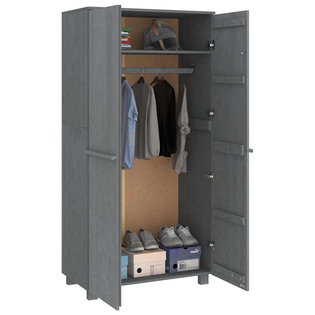 vidaXL Kledingkast HAMAR 89x50x180 cm massief grenenhout honingbruin