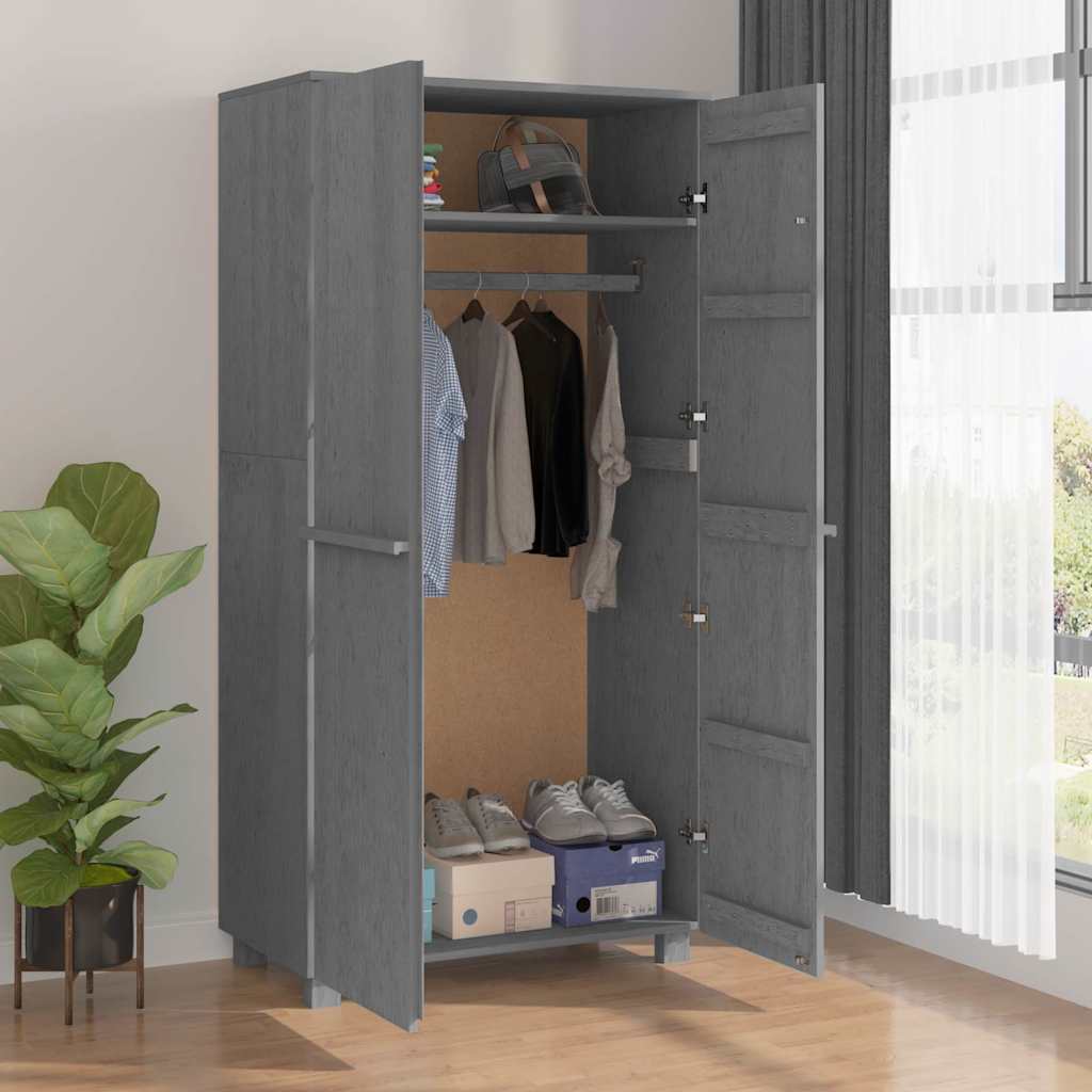 vidaXL Kledingkast HAMAR 89x50x180 cm massief grenenhout honingbruin