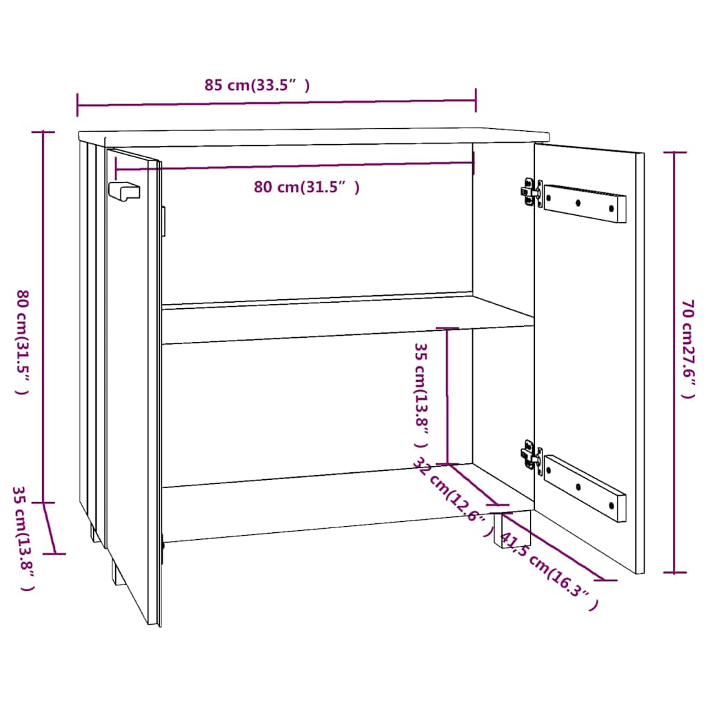 vidaXL Dressoir HAMAR 85x35x80 cm massief grenenhout honingbruin