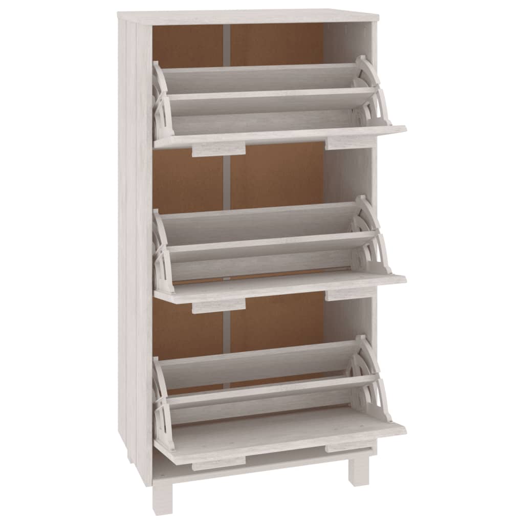 vidaXL Shoe Cabinet HAMAR 59.5x35x117 cm Solid Pine Wood Honey Brown