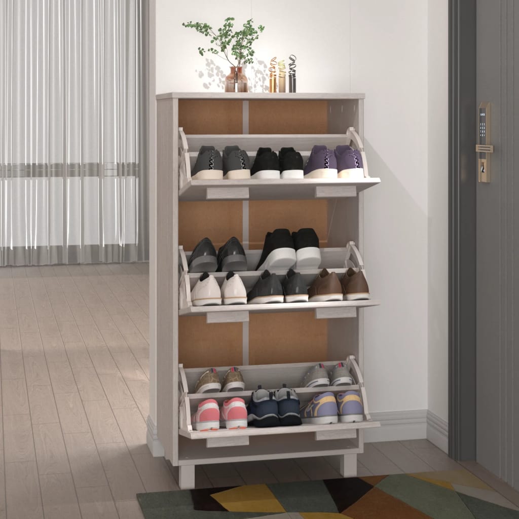 vidaXL Shoe Cabinet HAMAR 59.5x35x117 cm Solid Pine Wood Honey Brown
