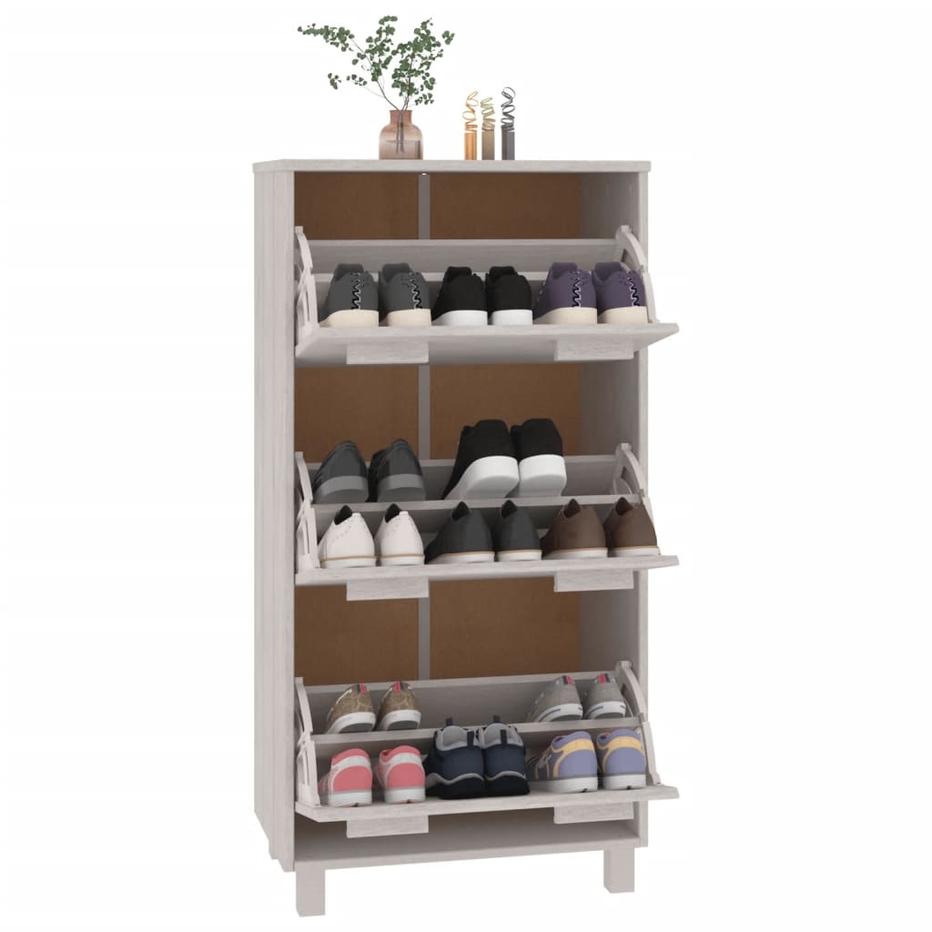 vidaXL Shoe Cabinet HAMAR 59.5x35x117 cm Solid Pine Wood Honey Brown
